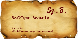 Száger Beatrix névjegykártya